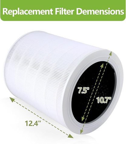 Core 600S Replacement Filter Compatible with LEVOIT Core 600S and Core 600S-P/600S-RF Air Purifier, High-Efficiency 3-in-1 True H13 HEPA Activated Carbon Filter (White)