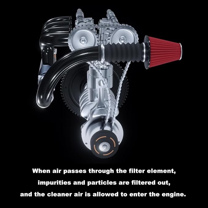 RYANSTAR RACING 70mm 2.75" High Flow Round Tapered Cone Cool Air Filter Cleaner with Top Filter Design Short 154mm Tall