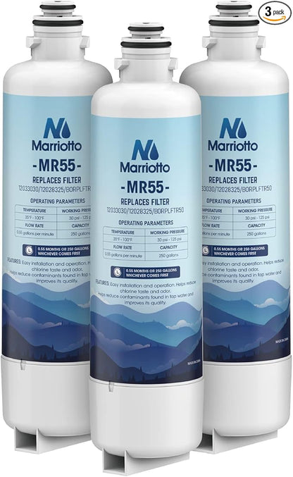 MARRIOTTO Replacement for Bosch Ultra Clarity Pro Water Filter, Compatible with BORPLFTR50, 12033030, 11032531, 11025825,12028325, BORPLFTR55, WFC100MF, WFS200MF (3 Pack)