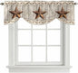 Western Texas Star Retro Tie Up Valance Curtains for Windows, Kitchen Curtains Window Shades, Country Farmhouse Gray Wood Grain Light Filtering Roman Curtain Valances for Bedroom/Bathroom/Cafe 54"x18"