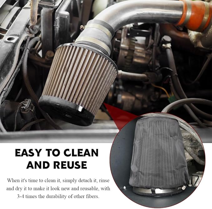 Air Filter Cover, Dustproof Air Intake Cover for Car, Waterproof Cold Air Intake Filter Protective Sock Covers Wrap, Car Air Filters Cleaner Accessories for High Flow Cone Air Filter (Mini)