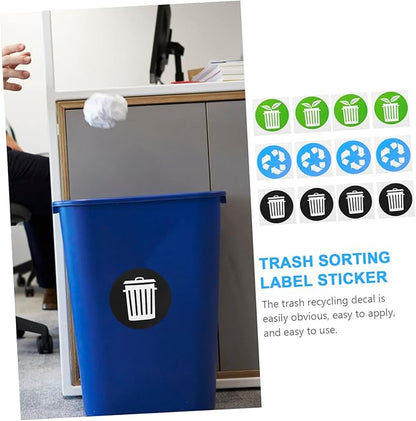 12pcs Waste Sorting Stickers Trash Can Recycling Decals Self-Adhesive Labels for Environment Protection