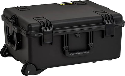 MEIJIA Portable All Weather Premium Rolling Wheels Waterproof Hard Compact Camera Case with Customizable Fit Foam,Pull Handle, 24.6"X19.7"X11.7",Black
