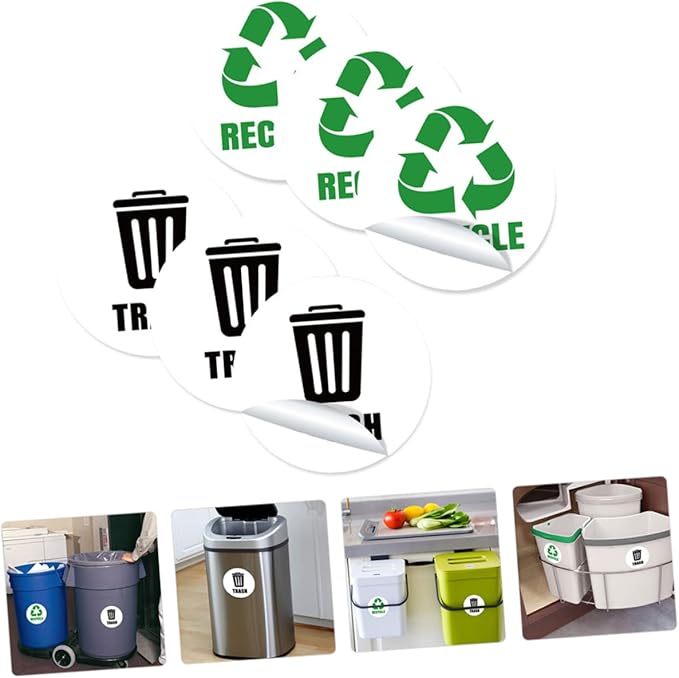 Bin Labels of Garbage Can Decals Material Reminding Stickers for Waste Sorting Indoor Recycling Bin Stickers
