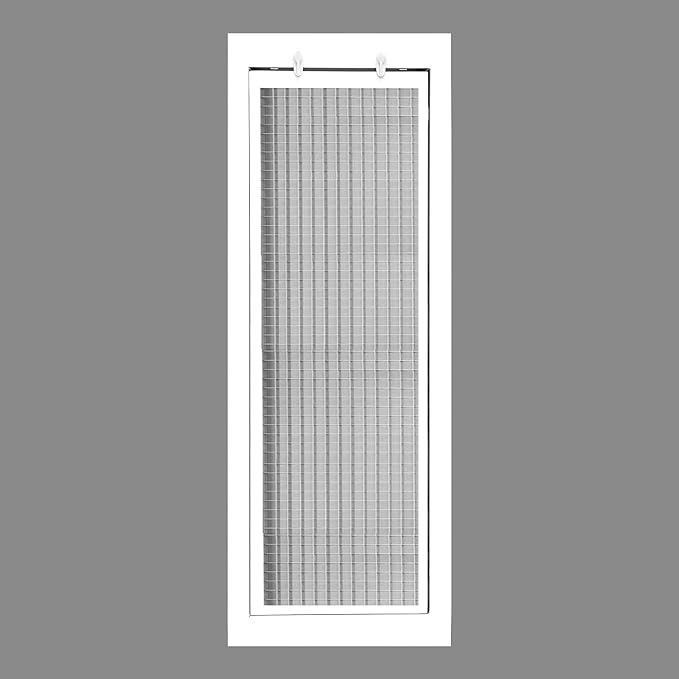 HVAC Premium 6" x 28" Cube Core Eggcrate Return Air Filter Grille for 1" Filter - Aluminum - White [Outer Dimensions: 8.5" x 30.5"]