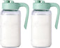 Mason Jar Pitcher - Airtight & Leakproof Glass Pitcher with Lid[set of 2], Perfect for Breastmilk, Cold Brew, and Sun Tea, 2 Quart (64 oz) Mason Jar with Pour Spout Lid