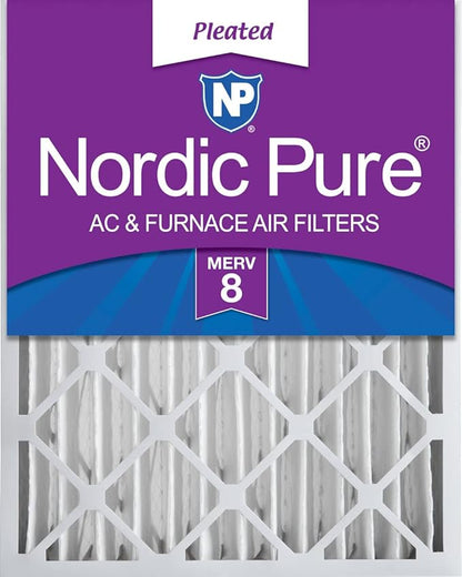 Nordic Pure 16x20x4 (Actual Size: 15 1/2 x 19 1/2 x 3 5/8) Pleated MERV 8 Air Filter 1 Pack