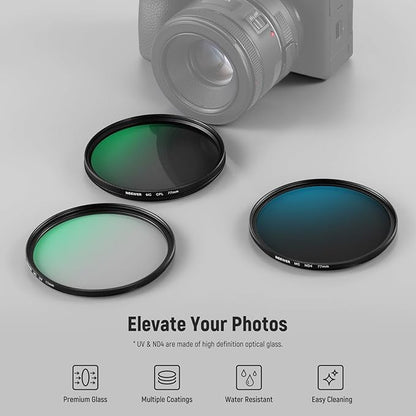 NEEWER 77mm UV/CPL/ND Lens Filter Kit with Hard Shell Storage Case, Multicoated Optical Glass & Aluminum Alloy Frame, UV + Circular Polarizer (CPL) + Neutral Density (ND4) Filter for 77mm Camera Lens