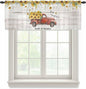Farmhouses Sunflowers Sheer Valance Curtains, Retro Floral Leaves Red Truck Wood Grain Light Filtering Kitchen Valances Rod Pocket Voile Curtain Treatment for Bedroom/Living Room/Basement 60Wx18L