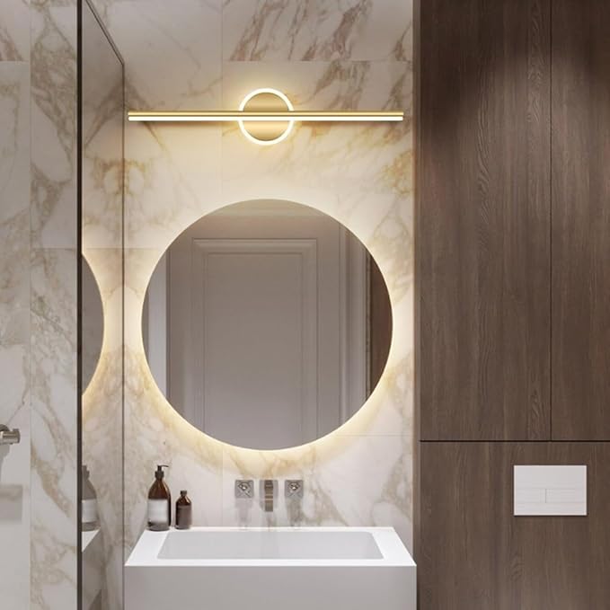 LTSRLL Frameless Illuminated LED Bathroom Wall Mirror with Touch, Demister Pad and Dimmable Lights & 3 Colors for Makeup Shaving and Bath Vanity IP44(Backlight,80cm/31.5in)