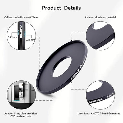 43mm to 82mm Lens adapter/43mm Lens to 82mm Camera Filters Ring Compatible All 43mm Camera Lenses to 82mm UV CPL ND Filter Accessory and 82mm Lens Hood(43-82mm)