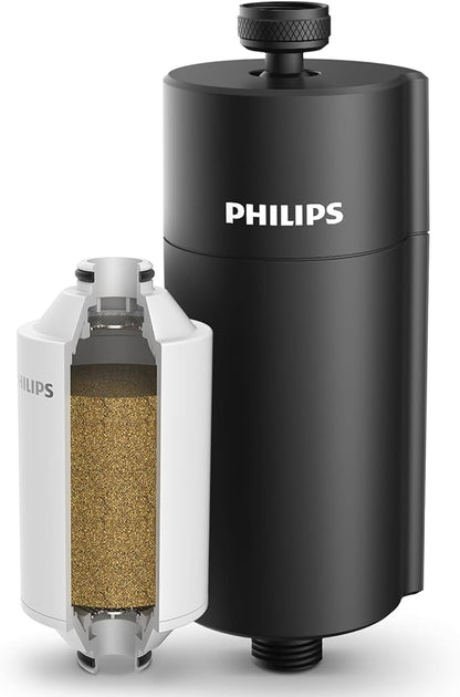 PHILIPS Shower Filter AWP1775BK/37, Water Softener for Hard Water, Shower Filtration with Double Mesh, Reducing Chlorine/Impurities/Rust Sediments for Handheld Showerhead, NSF Certified, Black