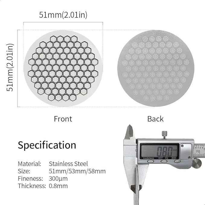 watchget 51mm Espresso Puck Screen Reusable Mesh Coffee Filter 0.8mm Thickness Puck Screen Stainless Steel Lower Shower Screen for 51mm Protafilter Basket