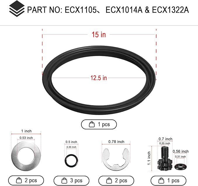 Generic Pool Filter Diaphragm Gasket ECX1105, Shaft kit ECX1014A and Directional Vent Valve with O-Ring ECX1322A Compatible with D..E Filters EC65, EC65A, EC75, EC75A, black