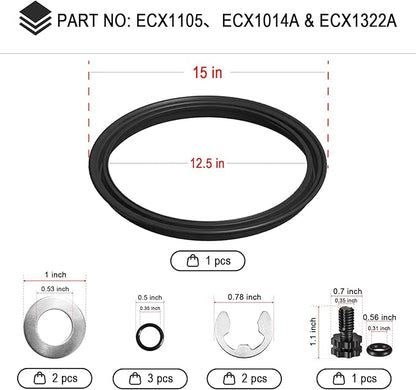 Generic Pool Filter Diaphragm Gasket ECX1105, Shaft kit ECX1014A and Directional Vent Valve with O-Ring ECX1322A Compatible with D..E Filters EC65, EC65A, EC75, EC75A, black