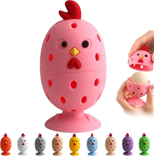 Egg Brush Cleaner, Egg Cleaner for Fresh Eggs, Cute Chick Shaped Egg Wash and Brush, Washing Egg Tool for Standard Sized Eggs (Pink)