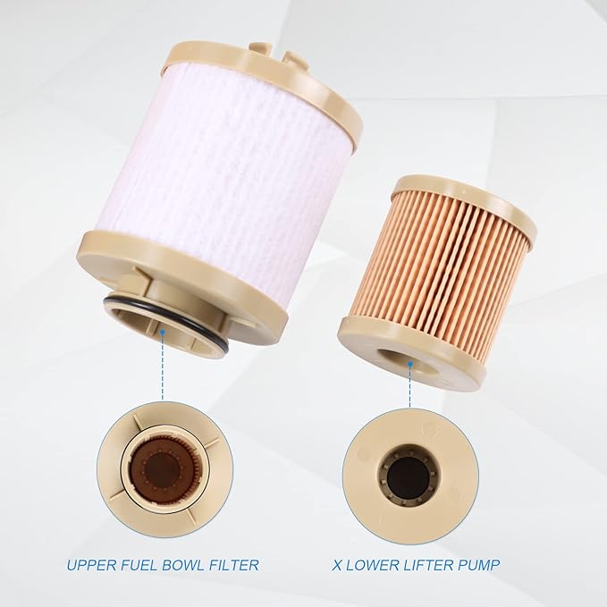 CARMOCAR replacement for Ford 6.0L 2003-2007 Diesel Fuel Filter 3 Pack includes lower lifter pump filter and upper fuel bowl filter FD4604 Ford F250 F350 F450 F550 F650 EXCURSION FD-4604 FD-4616