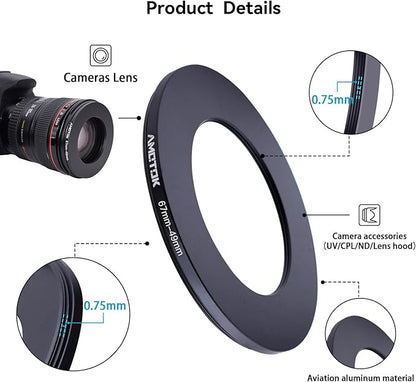 67mm Lens to 49mm Camera Lens Adapter,67mm-49mm Filter Step-Down Ring,Compatible All 49mm Filter Accessory.Made from CNC Machined