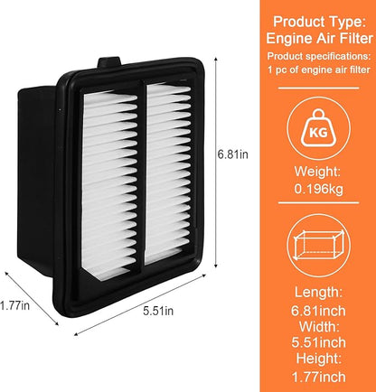 17220-5K0-A00 Air Filter Replacement Compatible with Honda Rigid Panel for Accord Hybrid/Plug-In (2014-2022), CR-V Hybrid (2020-2022)
