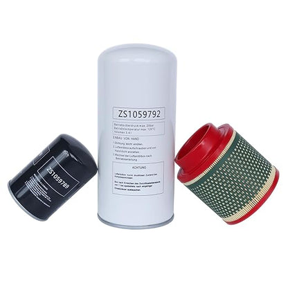 Filter Kit (ZS1059792 Air-Oil Separator + ZS1059789 Oil Filter + ZS1060579 Air Filter) Compatible with Air Compressor Replacement Part