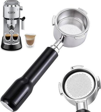 51mm Bottomless Portable Filter, 3 Ears, With 304 Stainless Steel Double Tube Capacity Cup Filter Basket, Only Compatible for Delong Dedica Ec680, Ec685, Smeg And Eupa Coffee Machines