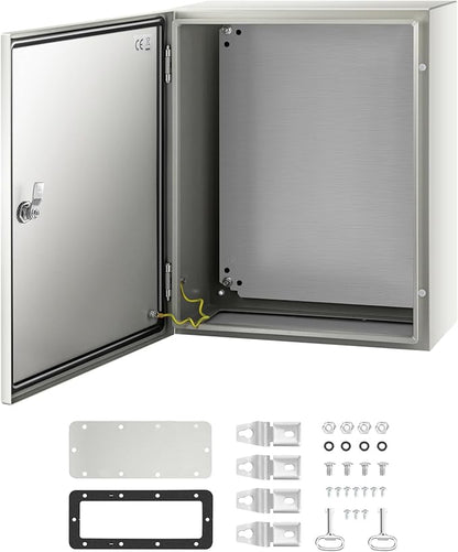 VEVOR NEMA Steel Enclosure, 20 x 16 x 8'' NEMA 4X Steel Electrical Box, IP66 Waterproof & Dustproof, Outdoor/Indoor Electrical Junction Box, with Mounting Plate