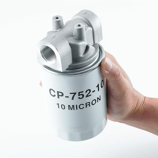‎‎Hydraulic Oil Filter Assembly - 3/4" NPT Ports,10 Micron Spin-On Hydraulic Return Line Filter Housing with Indicator Port, 20 GPM, 200 PSI for Log Splitters&Mini Excavators,Models 723-0405,CP-752-10