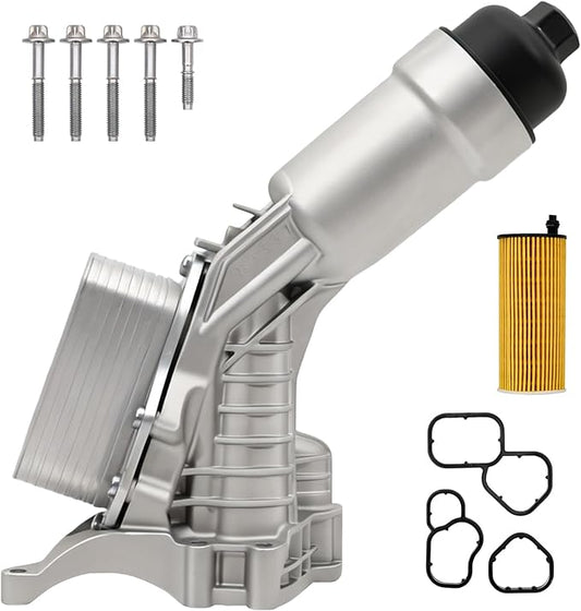 11428651710 Aluminium Engine Oil Filter Housing Assembly with Oil Cooler & Filter Compatible with BMW 230i 330e 330i 430i 530i 540i X3 X4 X5 X6 Z4 2017-2023 Replace # 11428580415 11428580414