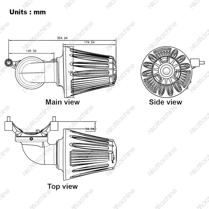 Big Sucker cone Air filter intake for harley air Cleaner Sportster Softail fatboy heritage dyna touring street road king Glide (Deep style -Black, TypeB: Touring 01-07, Softail Dyna 99-15)