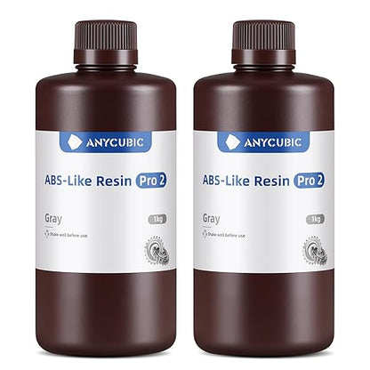 ANYCUBIC ABS-Like Resin Pro 2, 3D Printer Resin with Enhanced Strength and Toughness, High Precision and Minimal Shrinkage, Wide Compatibility for All LCD Resin 3D Printers (Grey+Grey, 2kg)