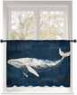 Sheer Curtains 45 Inch Length, Summer Whale Semi Sheer Curtains Light Filtering Window Treatment, Ocean Vintage Wooden Grain Blue Privacy Voile Drapes for Living Room Bedroom 52x45 Inch