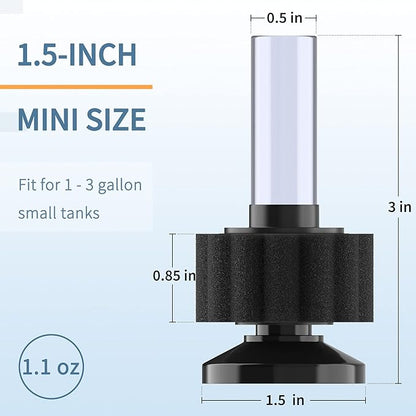 Pawfly Aquarium Nano Bio Sponge Filter Quiet Betta Fry Shrimp Foam Filter Kit with Airline Tubing for Small Fish Tank up to 3 Gallon, 3 Pack
