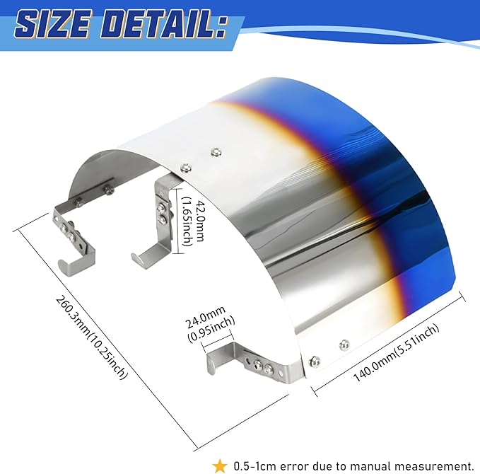 PTNHZ Universal Stainless Steel Air Intake Filter Cover Heat Shield Fits for 2.5-3.5" Cone or Cylinder Filter Burnt Blue