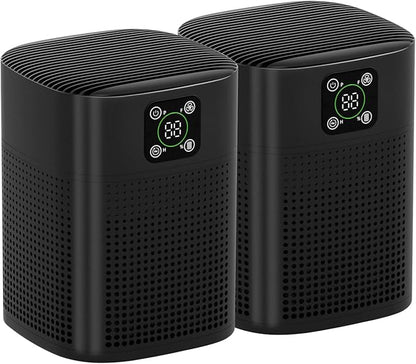 2 Pack Air Purifiers For Home Bedroom, Honeyuan H13 HEPA Air purifier with 360°Air Intake, Coverage up to 2190ft², 3 Fan Speeds, Low to 24dB