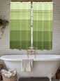 Gradient Green Wooden Board Window Valance Curtains, Retro Country Wood Grain Light Filtering Kitchen Valance with 3-inch Rod Pocket for Living Room Bathroom Bedroom,2 Panel,42x63In