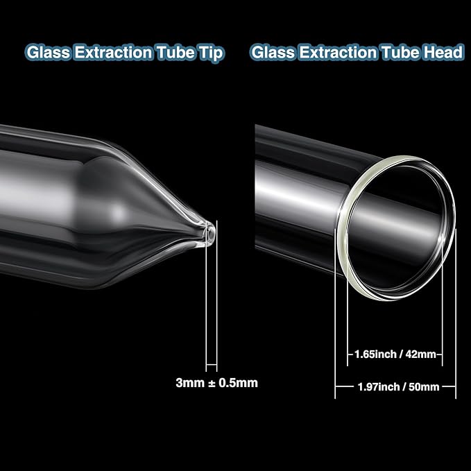 Chunful Glass Extractor Extraction Filter Tube 30" Long 50mm Diameter Thick and Sturdy Extraction Filter Tubes with Stainless Steel Clamp