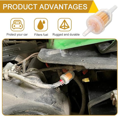 2PCS Gas Inline Fuel Filters with Magnet, Small Engine Fuel Filter, 1/4 Inch x 5/16 Inch Fuel Filters, Car Accessories Inline Gas Fuel Filter for Motorcycle Lawn Mower Tractors Small Engine