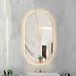 Oval LED Illuminated Bathroom Mirror, Wall-mounted Vanity Makeup Mirror with Demister Pad, 3 Dimmable Color Temperatures & Touch Control, Metal Frame Anti-Fog Lighted Wall Mirror ( Color : Rose Gold F
