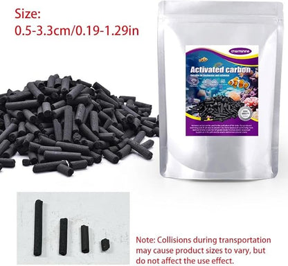 Activated Carbon Pellets for Aquarium Filter Media Activated Charcoal Bulk Fish Tank Charcoal Pellets Carbon Aquarium Filter for Fish Tanks, Freshwater,Saltwater (1.1lb with Mesh Bag)