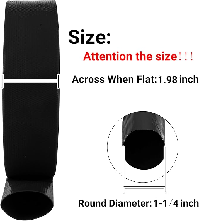 1-1/4" x 100 FT Pool Backwash Hose, Black Heavy Duty Reinforced PVC Lay Flat Water Discharge Hose