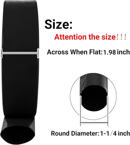 1-1/4" x 100 FT Pool Backwash Hose, Black Heavy Duty Reinforced PVC Lay Flat Water Discharge Hose