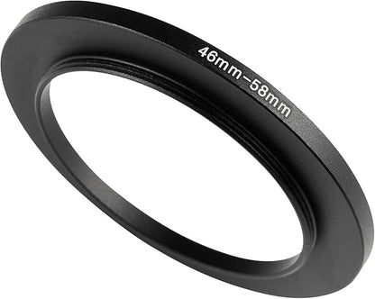 46-58mm Metal Step-Up Ring Adapter Compatible with Mirrorless Cameras DSLR Lens, UV CPL ND Filter Thread Converter, Black