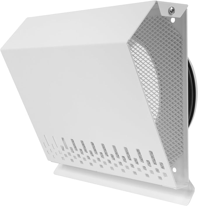 Vent Systems 6" Inch Air Supply Vent Cover with Rubber Gasket - White Galvanized Steel - Robust Weatherproof Outdoor Air Intake Box - Duct or Surface Mounting - Rain and Snow Protection