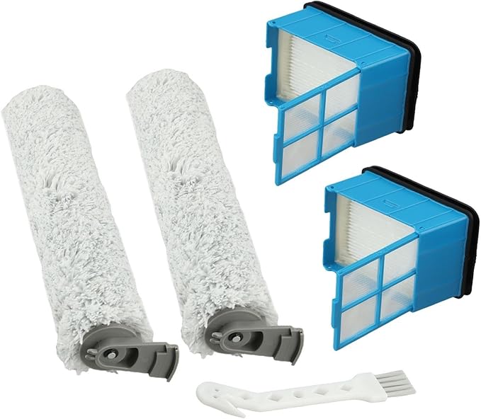Replacement Roller Brush and Washable Filter Kit Compatible with for CrossWave for OmniForce 3912N 4046 Wet Dry Floor Scrubber