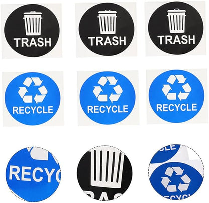 TEHAUX 8pcs Garbage Bin Sticker Waste Sorting Recycling Labels PVC Trash Can Classification Stickers for Home