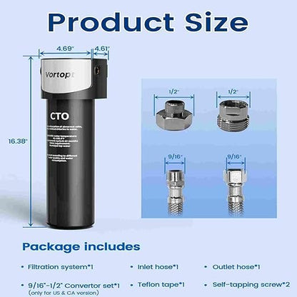 Vortopt Under Sink Water Filter System,Kitchen Sink Water Filter,NSF/ANSI 42 Certified Under Sink Water Filter,28000 Gallons Flow,Reduces PFOA/PFOS/Chlorine,Direct Connect,Black,Q5-C2.