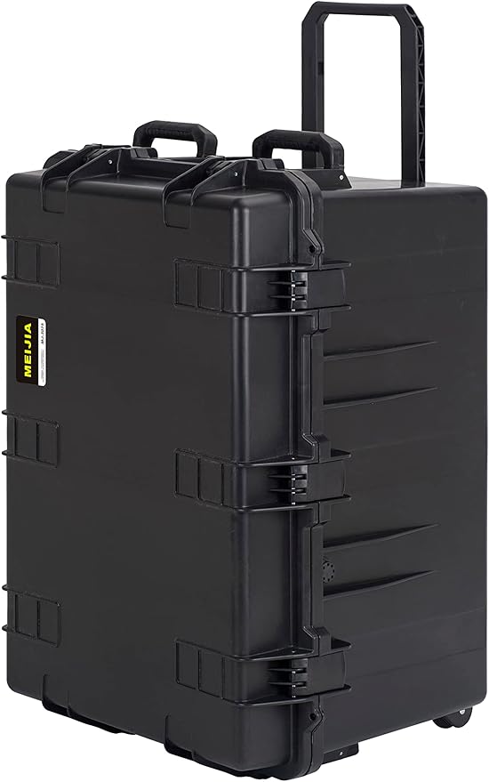 MEIJIA Portable All Weather Waterproof Camera Case,Customizable Fit Foam with Rolling Wheels and Retractable Pull Handle,33.25"X24.4"X19.3"