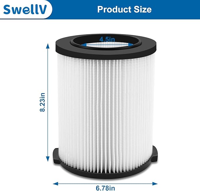 VF4000 Replacement Filter, Standard Wet/Dry Vac Filter Vf4000 Compatible with RIDGID, Vacs Wet Dry 5-20, 6-9 Gal Husky Vacuum & CRAFTSMAN Shop Vacuum 17816 9-17816, 1 Pack