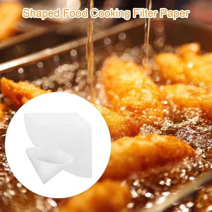 25 Pack 10" Deep Fryer Oil Filters Non Woven Cooking Oil Cones Strainer Maple Syrup Beeswax Filter Disposable White Grease Kitchen Filters for Hotels Restaurants Cafes Food Trucks