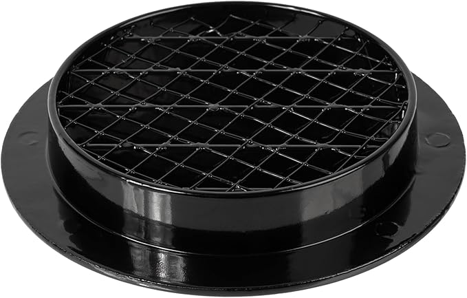 Repa Market 4" Inch Aluminum Black Soffit Air Vent Cover - Louvered Round Gable Vent with Mesh Screen - Exhaust/Intake Ventilation Grill for House, Bathroom - Indoor/Outdoor Metal Duct Grate